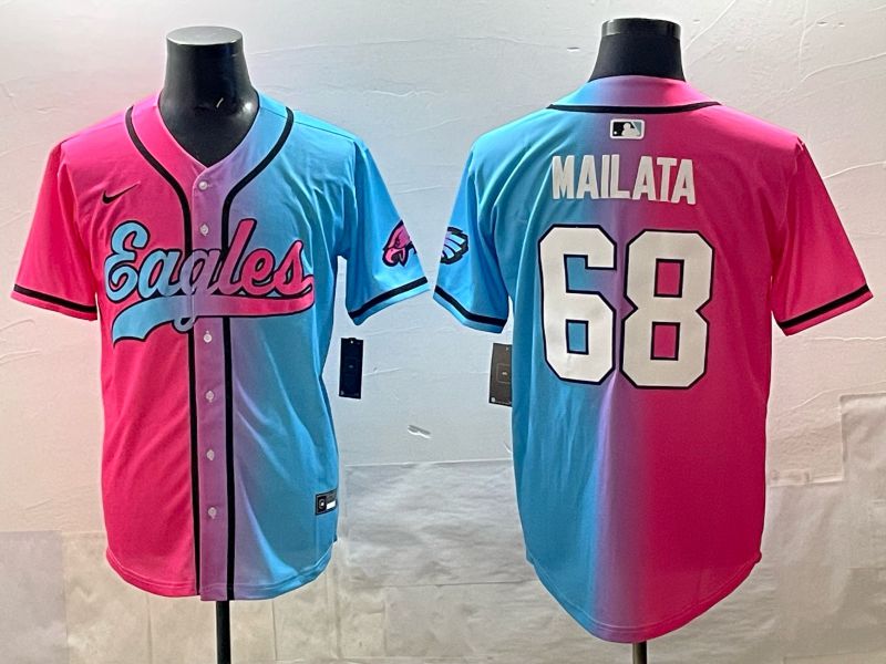 Men 2025 Philadelphia Eagles #68 Mailata Blue pink Nike Limited NFL Jersey style 01->philadelphia eagles->NFL Jersey